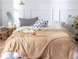 Плед однотонный фланелевый TANGO STRIPE ST-15 бежевый 150х200