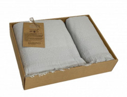 Набор полотенец махровых хлопковых KARVEN HS1720 TROPICAL серо-зеленый 50х90 (1шт), 70х140 (1шт)