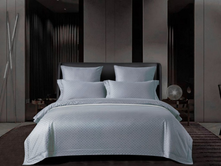 Постельное белье из хлопкового жаккарда ASABELLA Серо-голубая дымка 50х70 (2шт) и 70х70 (2шт) семейное