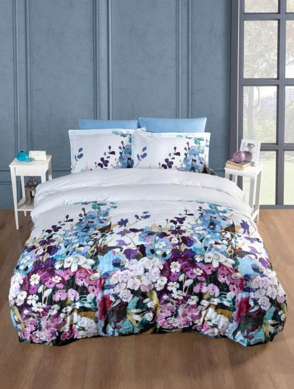 Постельное белье из страйп сатина с цветным принтом KARVEN N249-SB007 50х70 (1шт), 70х70 (1шт) 1,5-спальное