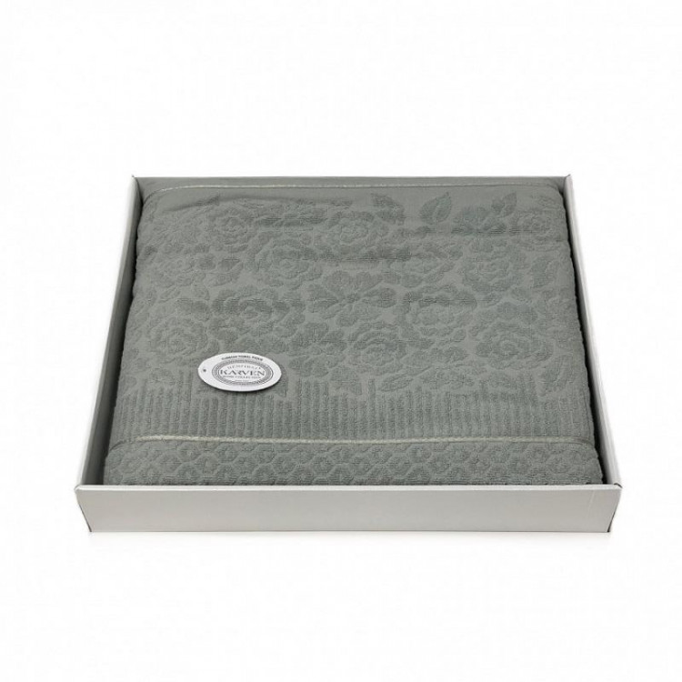 Плед из хлопка махровый KARVEN P958 ROSE V9 зеленый 160х220