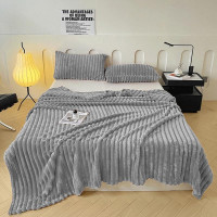 Плед фланелевый CRISTELLE STRIPE PREMIUM серый 150х200