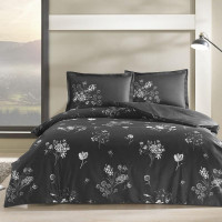 Постельное белье из сатина TAC ROXANE черное евро