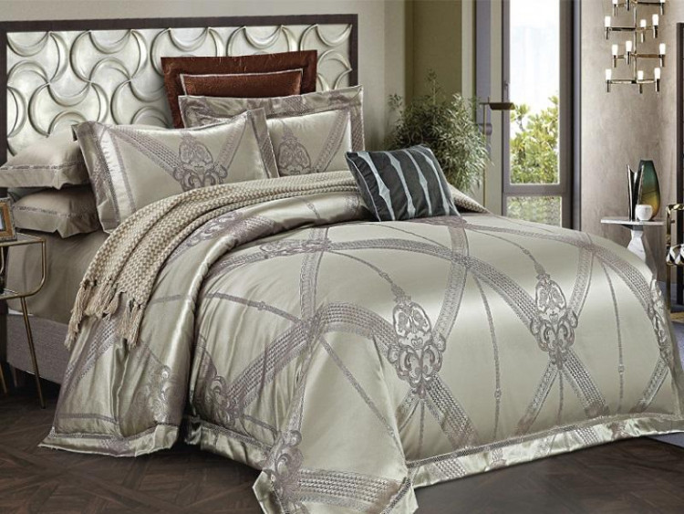 Постельное белье из жаккарда с оборкой KARVEN N005-620 50х70 (2шт), 70х70 (2шт) семейное