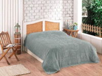 Плед из хлопка махровый KARVEN P961 ESTER V9 зеленый 220х240