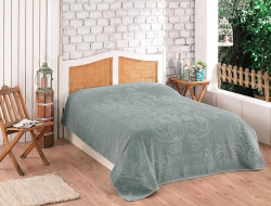 Плед из хлопка махровый KARVEN P961 ESTER V9 зеленый 220х240