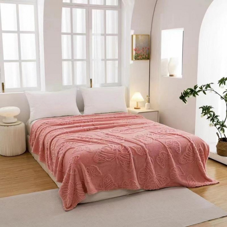 Плед из микрофибры TANGO БАБОЧКИ розовый 200х220