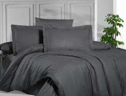 Постельное белье из страйп сатина KARVEN N164-SS-006 ANTRASIT антрацит 50х70 (2шт), 70х70 (2шт) семейное