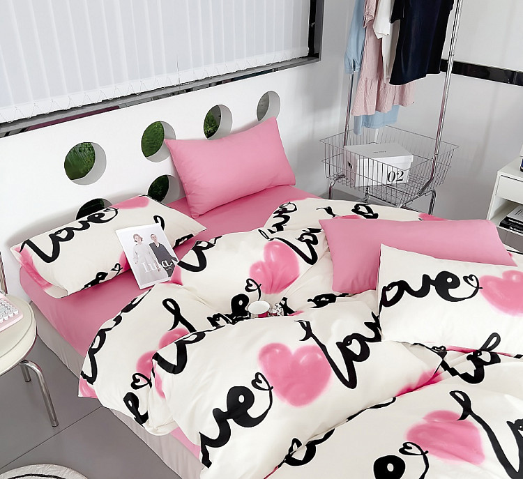 Постельное белье из сатина TANGO признание в любви 50х70 (2шт) 1,5-спальное