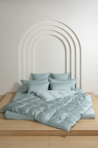 Постельное белье с простыней на резинке 160х200 GERMAN GRASS SEA WAVE BRILLIANT GRASS 70х70 (2шт) 1,5-спальное