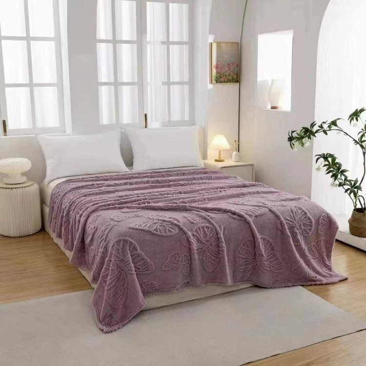 Плед из микрофибры TANGO БАБОЧКИ сиреневый 200х220