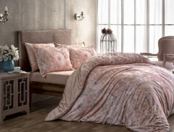 Постельное белье из сатина люкс TAC DELUX PREMUIM DIGITAL BLANCHE пудра евро