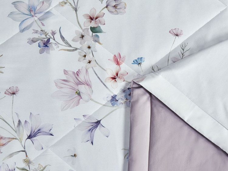 Постельное белье из египетского хлопка Premium с двумя летними одеялами ASABELLA Цветочный йогурт 50х70 (2шт) семейное