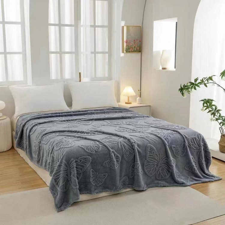 Плед из микрофибры TANGO БАБОЧКИ серый 200х220