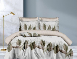 Постельное белье из микросатина TANGO зеленые листочки 50х70 (1шт), 70х70 (1шт) 1,5-спальное