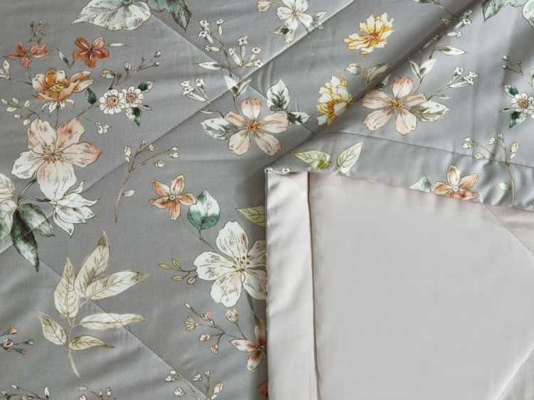 Постельное белье с летним одеялом из фланели ASABELLA Цветочная дымка 50х70 (2шт) евро