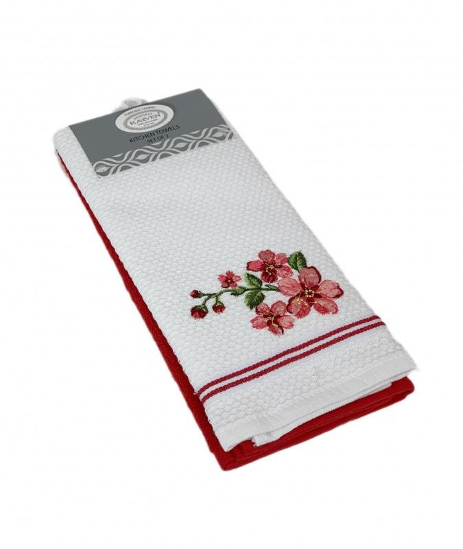 Набор кухонных полотенец хлопковых KARVEN HM770 ASKILI MUTFAK kirmizi-beyaz V4 40х60 (2шт)