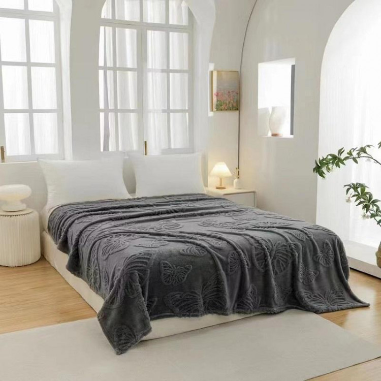 Плед из микрофибры TANGO БАБОЧКИ темно-серый 200х220