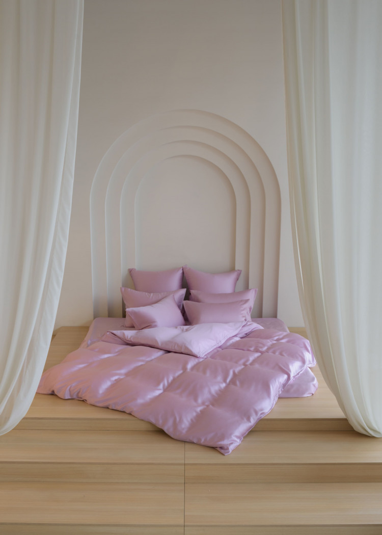 Постельное белье с простыней на резинке 160х200 GERMAN GRASS LILAC BRILLIANT GRASS 50х70 (2шт) евро