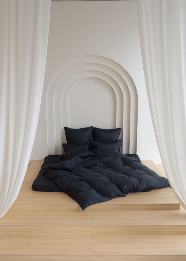 Постельное белье с простыней на резинке 160х200 GERMAN GRASS BLACK BRILLIANT GRASS 70х70 (2шт) евро