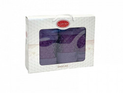 Набор полотенец махровых хлопковых KARVEN HS1693 INDIA DAMAKS V8 темно-лиловый 50х90 (1шт), 70х140 (1шт)