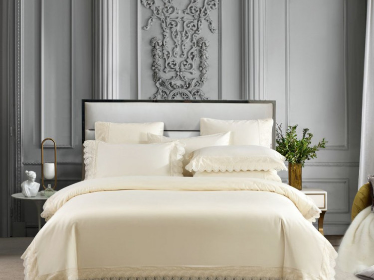 Постельное белье из египетского хлопка с кружевом ASABELLA 1889-4 50х70 (2шт) евро