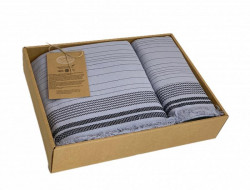 Набор полотенец махровых хлопковых KARVEN HS1722 LIDYA серый 50х90 (1шт), 70х140 (1шт)