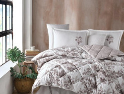 Покрывало из хлопка стеганое KARVEN Y923 MIAROSA V2 KAHVE 180х240 с наволочкой 50х70