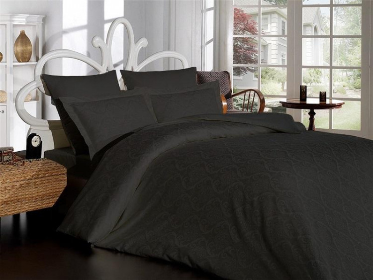 Постельное белье из хлопкового жаккарда KARVEN N301 DAMASK ANTRASIT 50х70 (2шт), 70х70 (2шт) евро